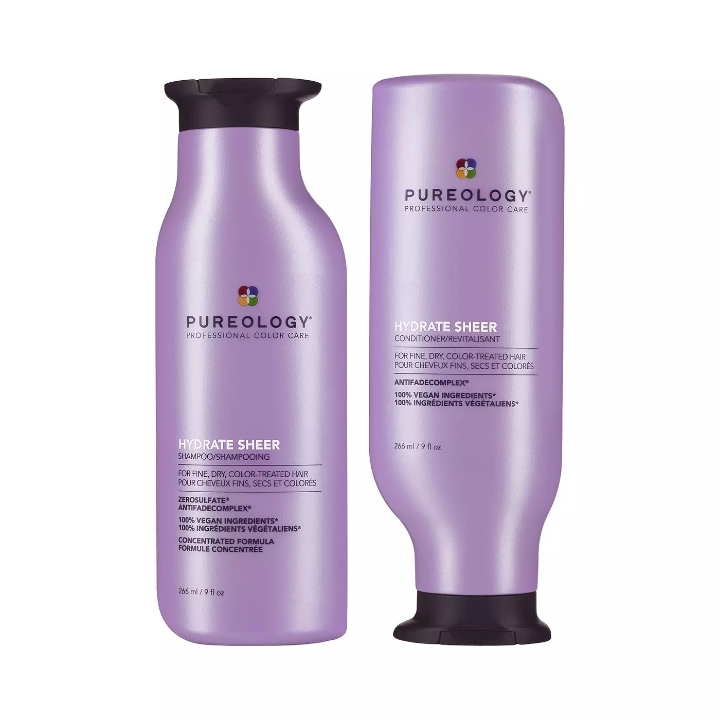 Pureology Hydrate Sheer Shampoo & Conditioner Duo 9 oz Each – Lightweight Moisture for Fine Hair