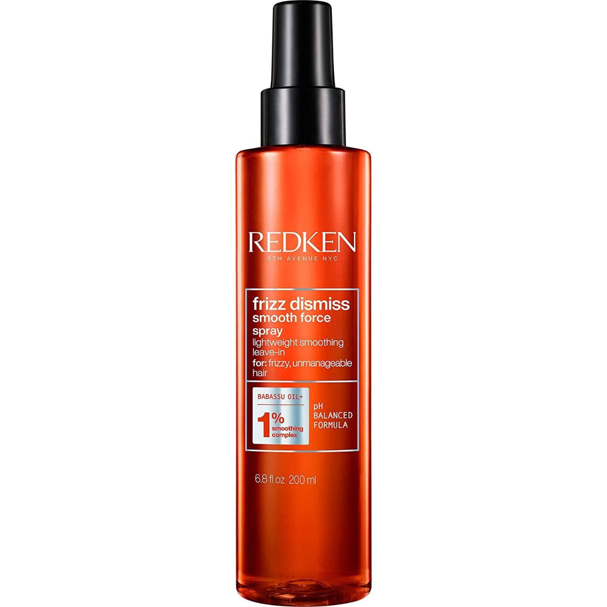 Redken frizz dismiss smooth force spray bottle on a white background