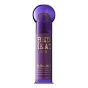 Purple bottle of Tigi Bed Head Blow-Out hair product on a white background