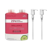 Wella Invigo Brilliance hair care product with pump bottles on a white background