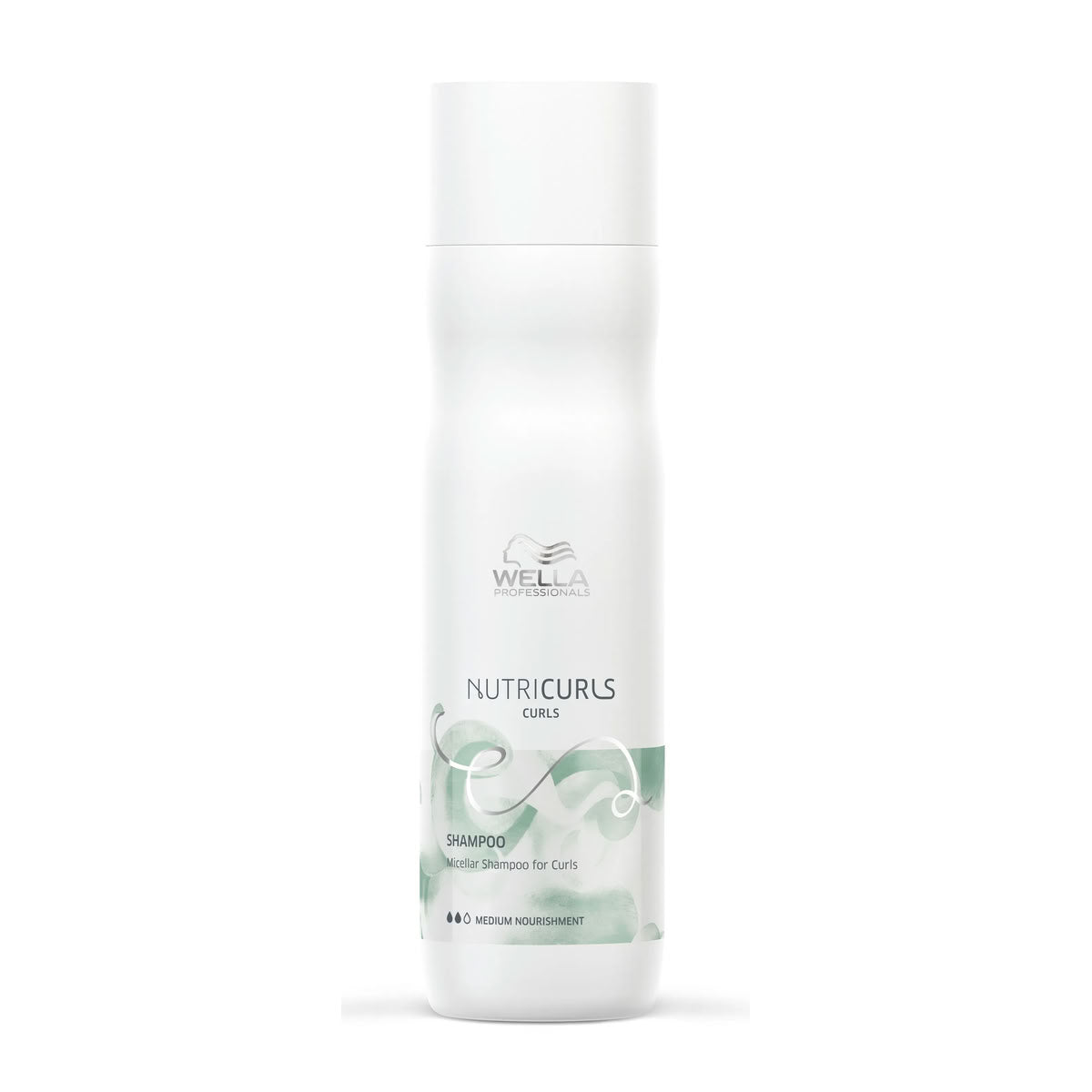 Wella Nutricurls shampoo bottle on a white background