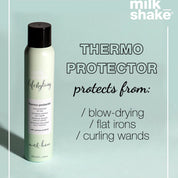 Milk Shake Thermo Protector bottle on a light green background with product details.