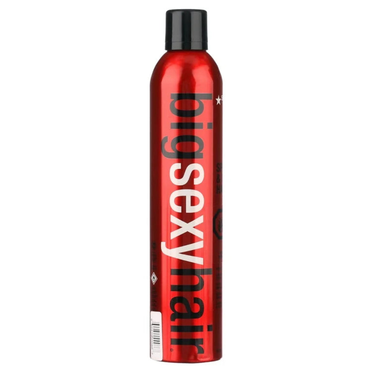 Red can of 'big sexy hair' hair product on a white background