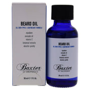 Baxter of California beard oil bottle and packaging on a white background