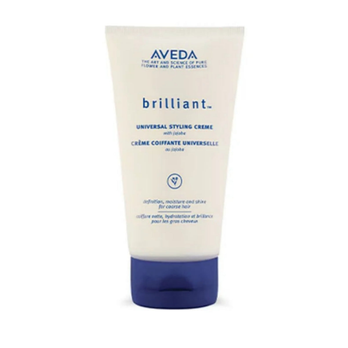 A tube of Aveda Brilliant Universal Styling Creme on a solid white background.