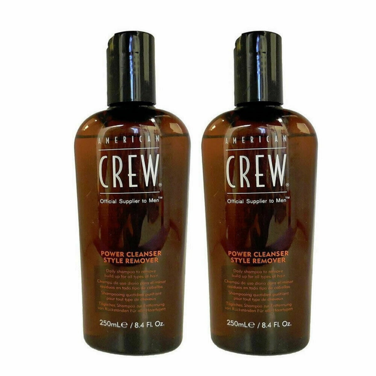 Two bottles of American Crew Power Cleanser Shampoo, each labeled 8.4oz, displayed side by side.