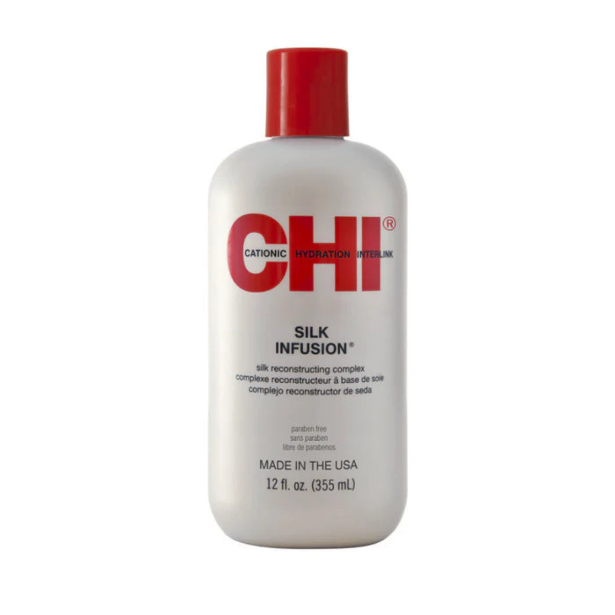 CHI Silk Infusion bottle on a white background