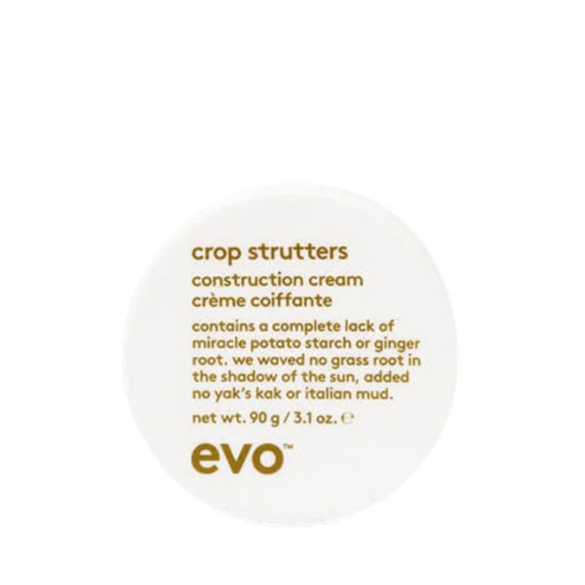 Evo crop strutters construction cream container on a white background