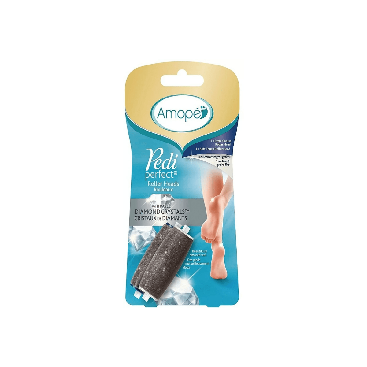 Amope Pedi Perfect 2 Roller Heads w/Diamond Crystals,1 extra Coarse,1 soft touch - iShampoos