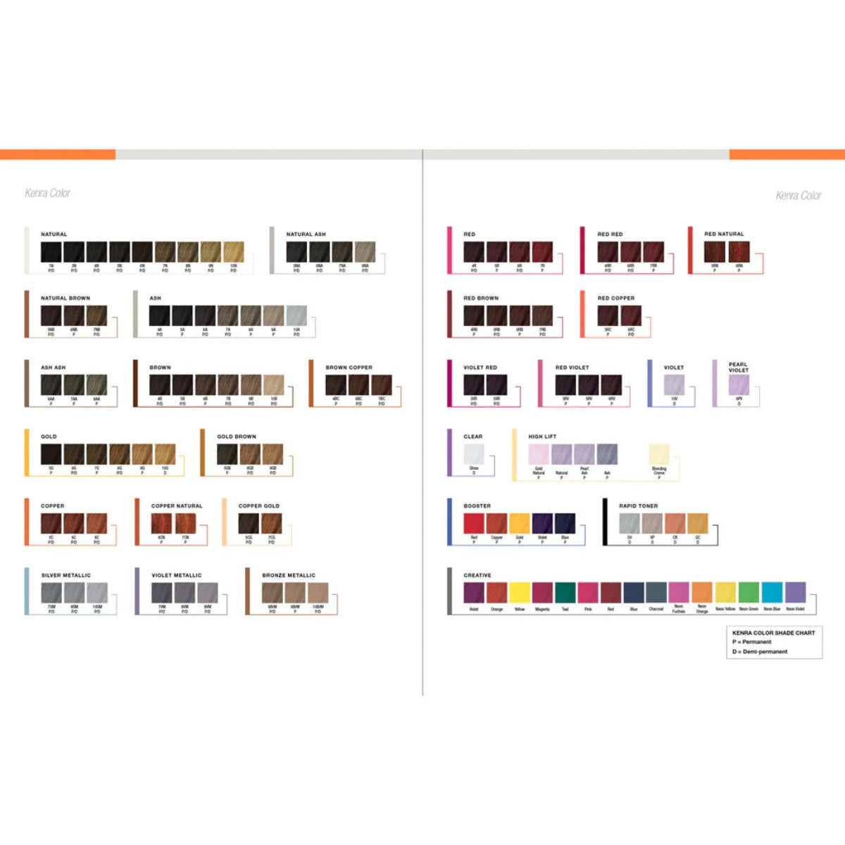 Color swatch chart with various color options on a white background