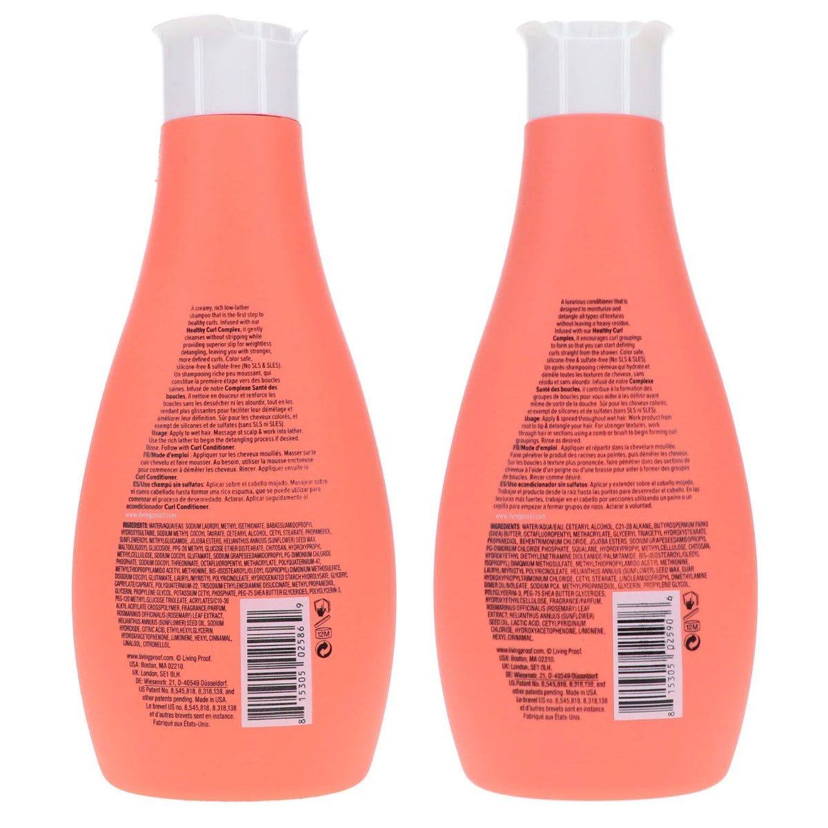 Two orange bottles with white caps on a white background