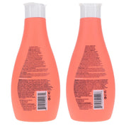 Two orange bottles with white caps on a white background