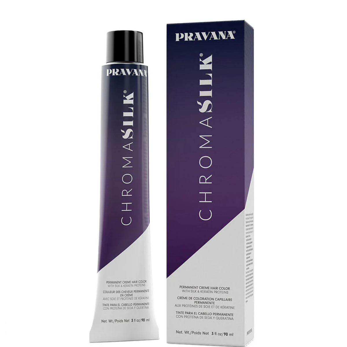 Pavana ChromaSilk hair color bottle and packaging on a white background