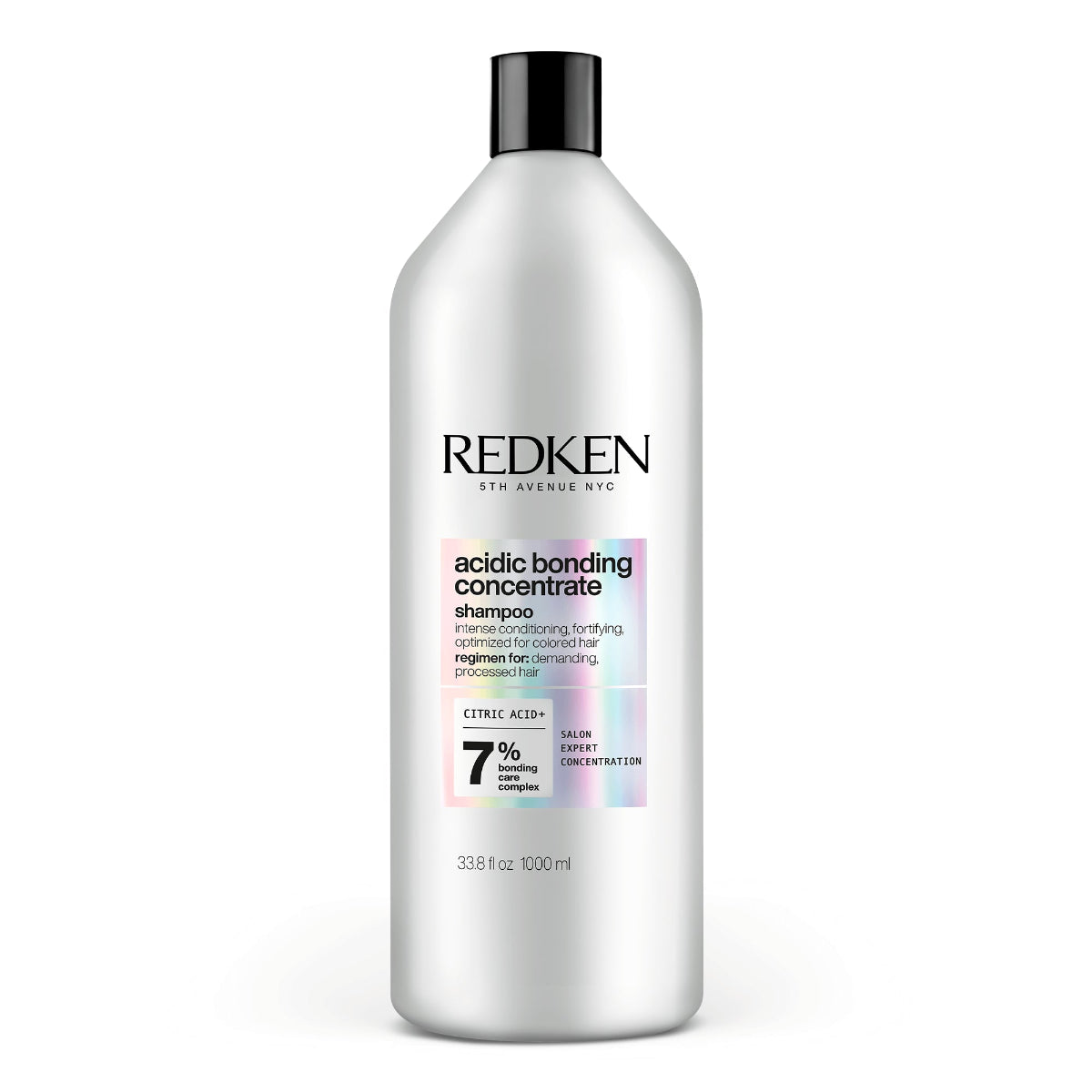 Redken bottle of acidic bonding concentrate shampoo on a white background