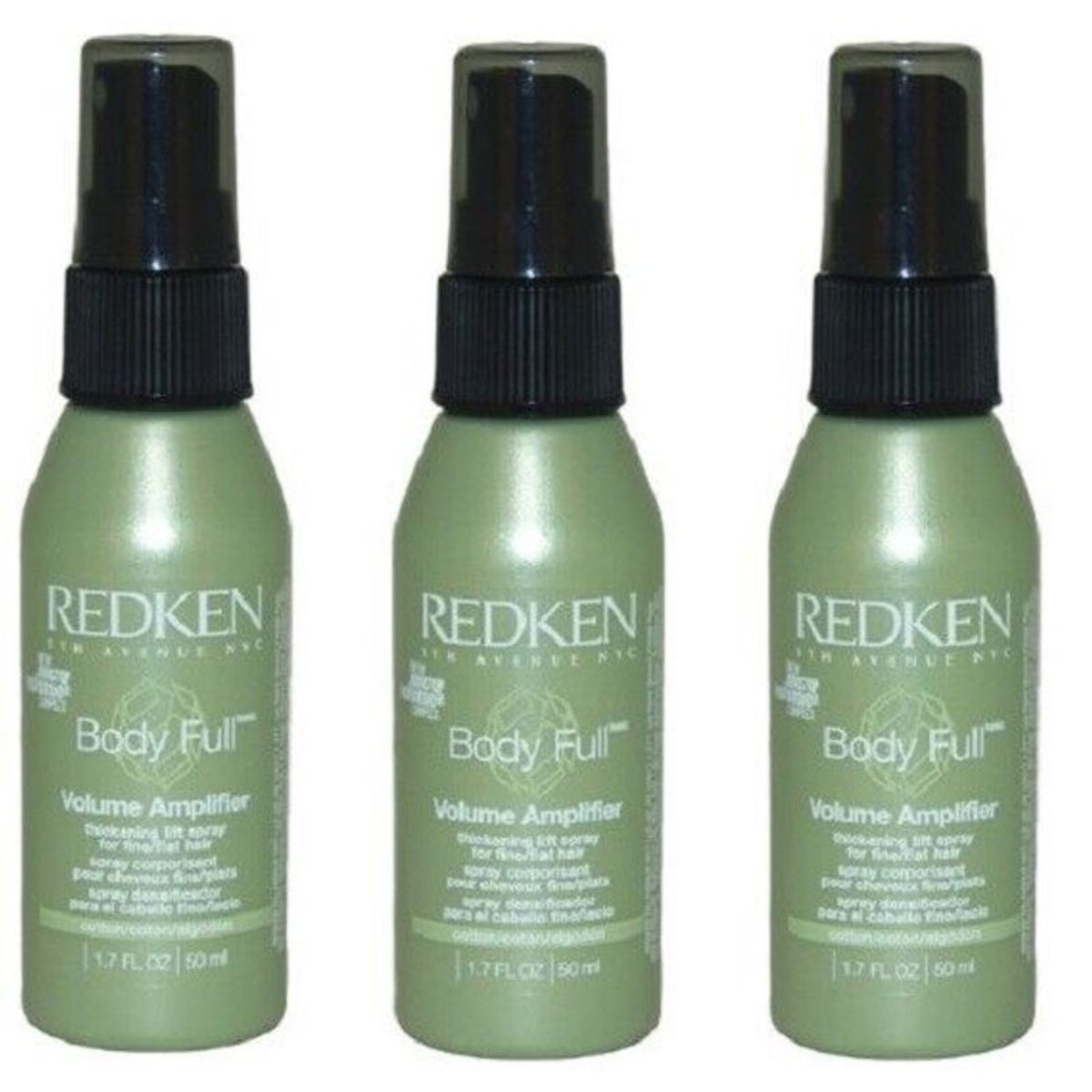 Three bottles of Redken Body Full Volume Amplifier on a white background