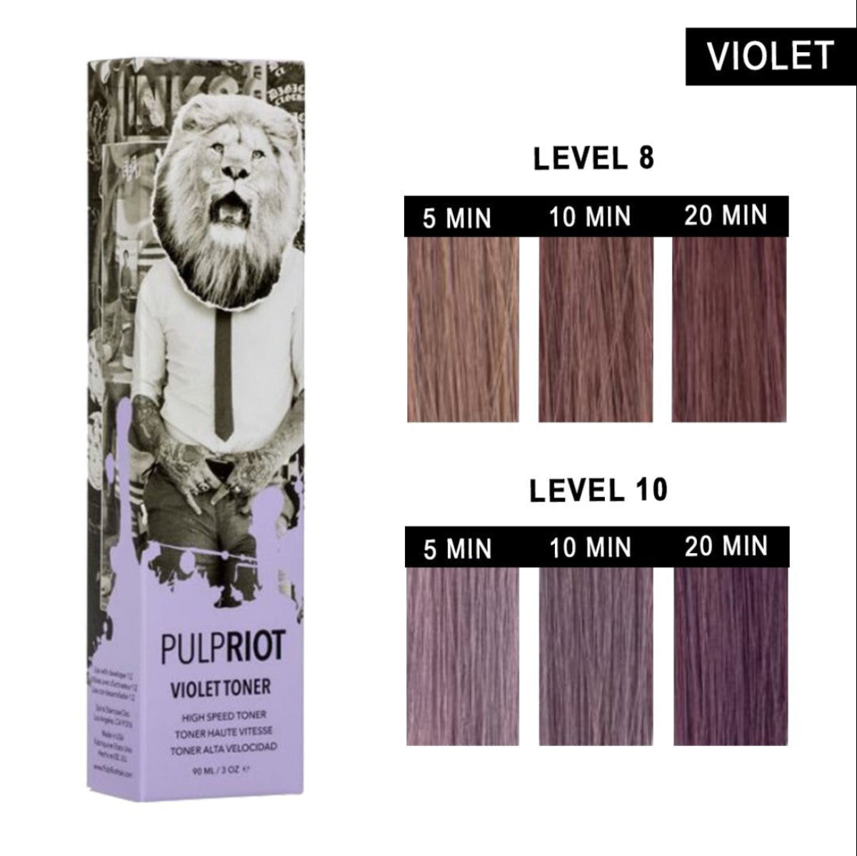 Pulpriot Violet Toner packaging with color level options on a white background