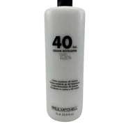 Bottle of Paul Mitchell 40 Volume Cream Developer on a white background