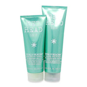 Two TIGI BE HEAD Totally Beachin' hair care products on a white background