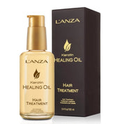 L'ANZA Keratin Healing Oil hair treatment bottle and packaging on a white background