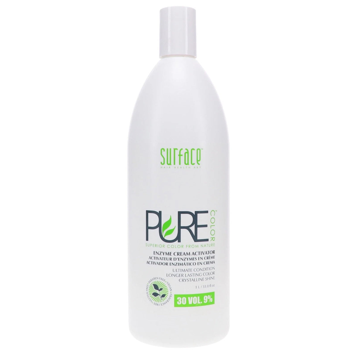 White bottle with 'PURE' label on a white background