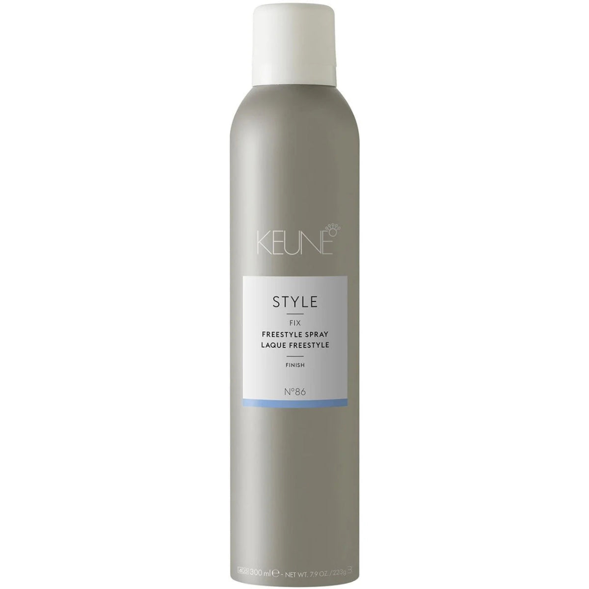 Keune freestyle hair spray bottle on a white background