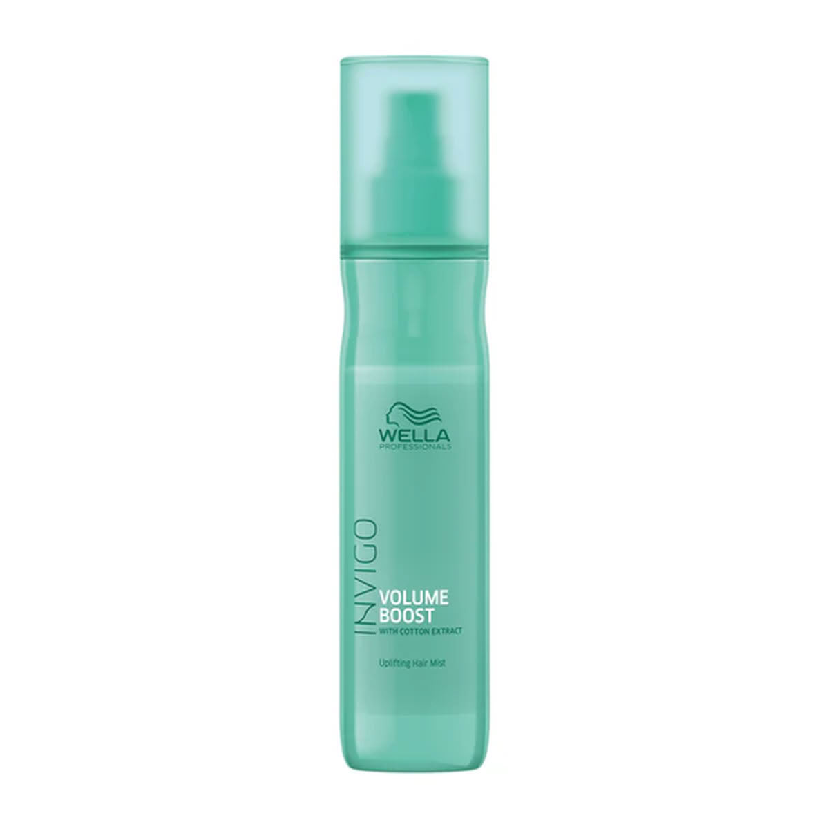 Wella Invigo Volume Boost spray bottle on a white background